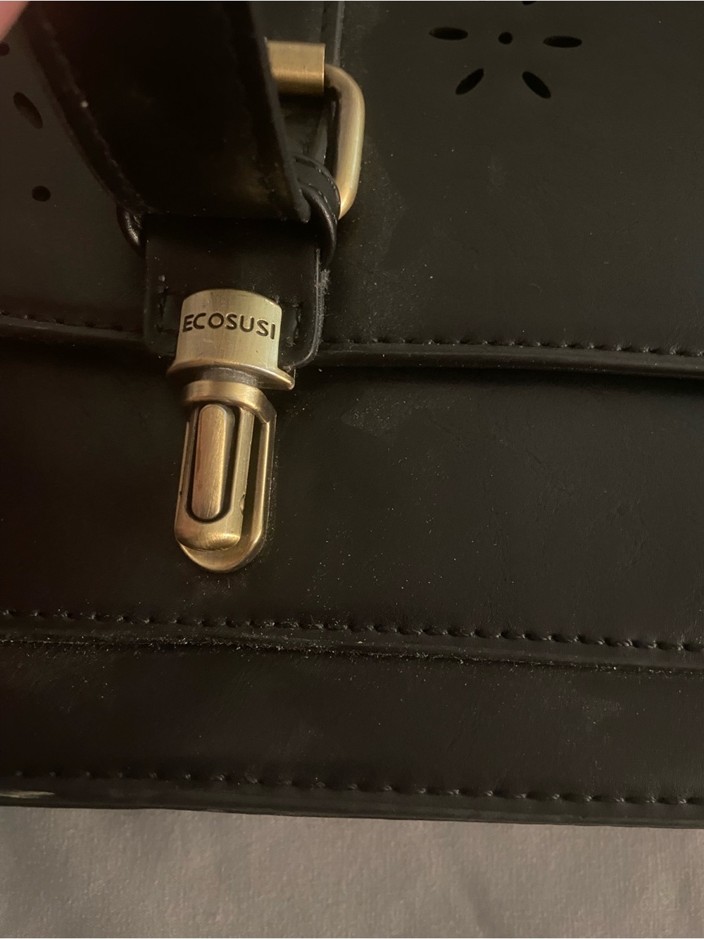 Ecosusi Black Laser-Cut Satchel Crossbody Messenger Bag Purse - Picture 3 of 8